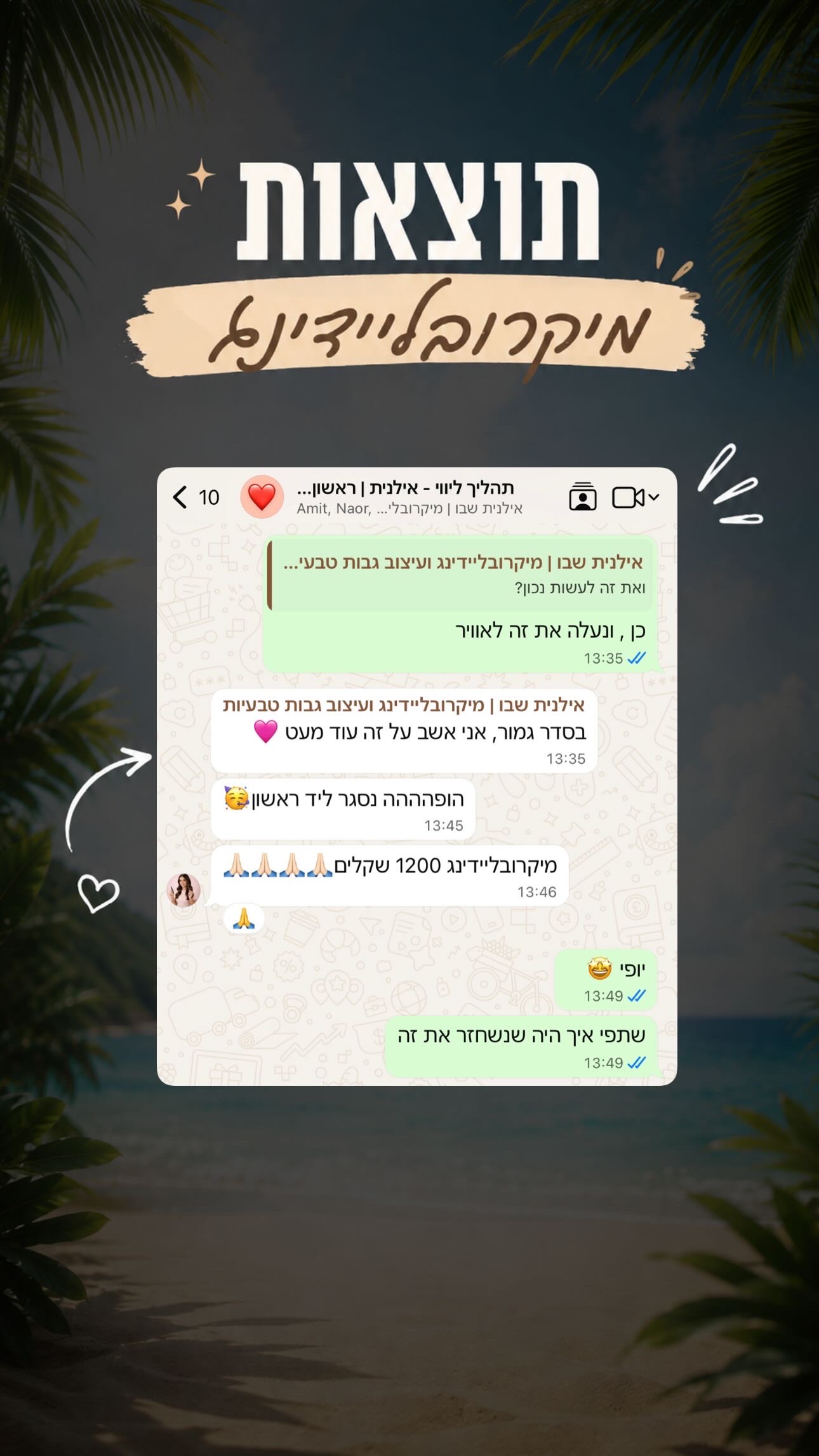 תוצאת מיקרובליידינג ושיחה מתוך תהליך